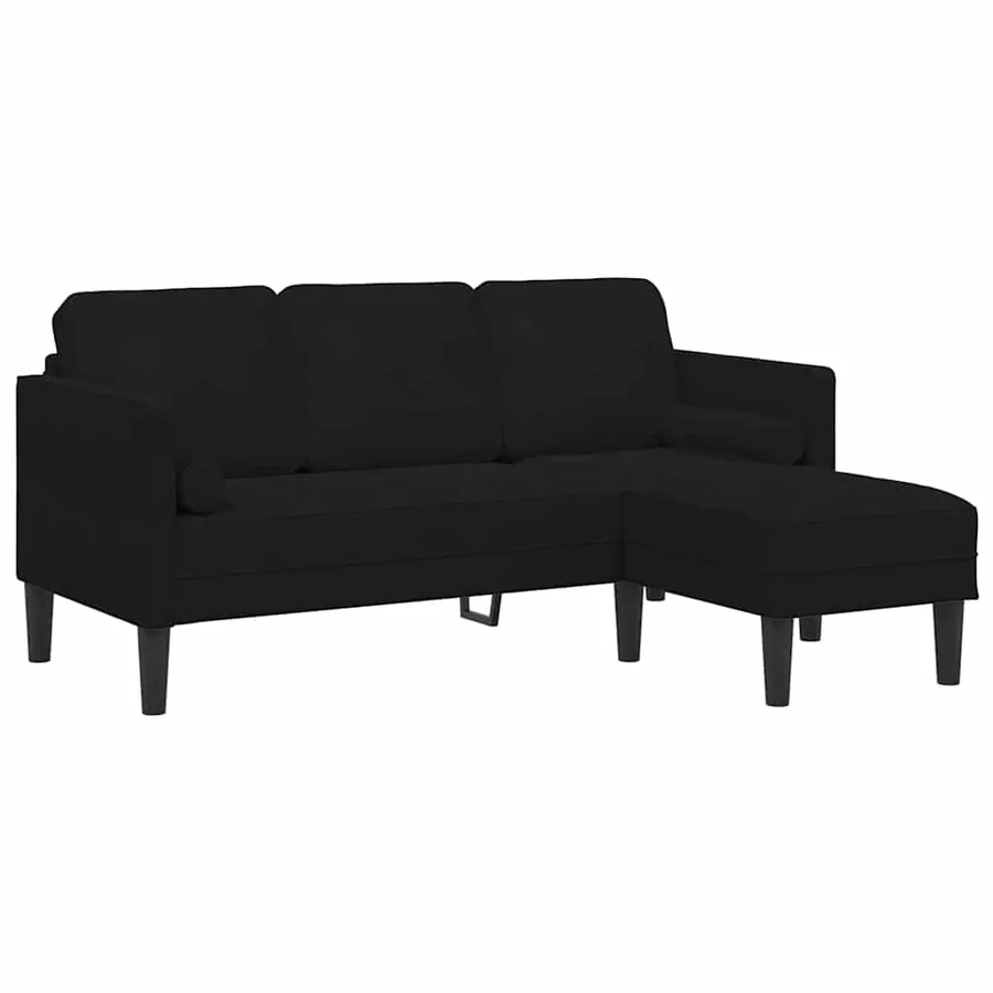 Ensemble de Canapés avec coussin 2 pcs Noir Polyester - 5