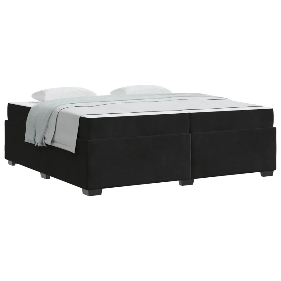 Cadre de lit avec matelas Noir 200 x 200 cm tissu - 2