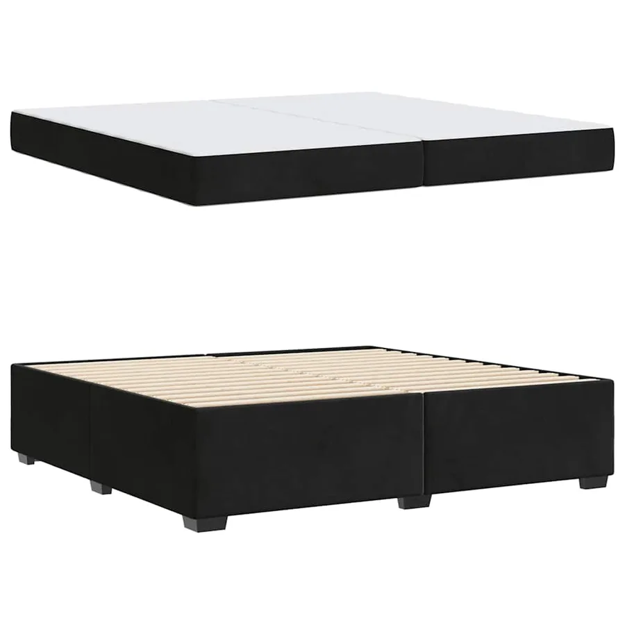 Cadre de lit avec matelas Noir 200 x 200 cm tissu - 4