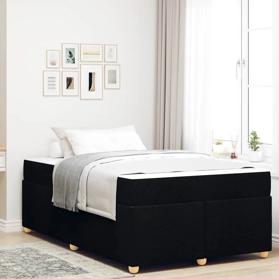 Cadre de lit avec matelas Noir 120 x 190 cm tissu