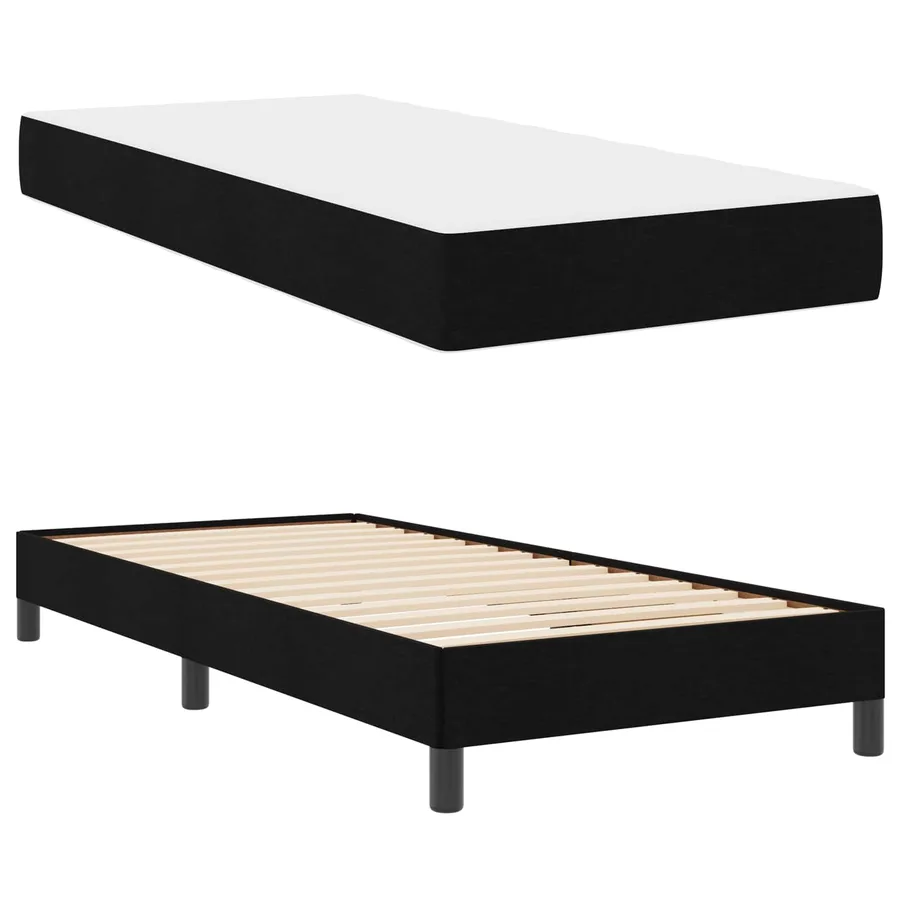 Lit à ressorts avec matelas Noir 80 x 200 cm tissu - 5