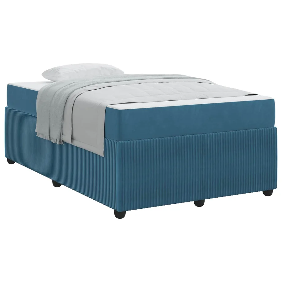 Cadre de lit avec matelas Bleu 120 x 190 cm tissu - 2