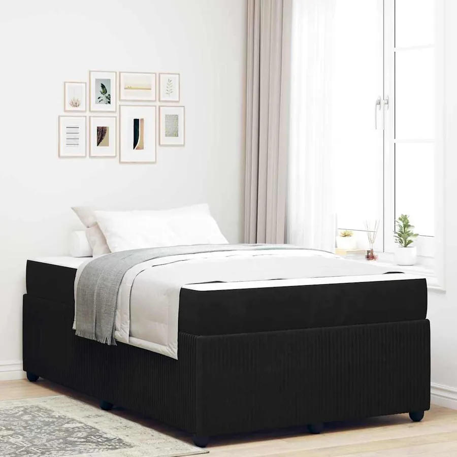 Cadre de lit avec matelas Noir 120 x 190 cm tissu