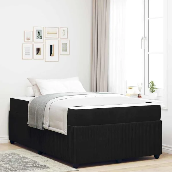 Cadre de lit avec matelas Noir 120 x 190 cm tissu