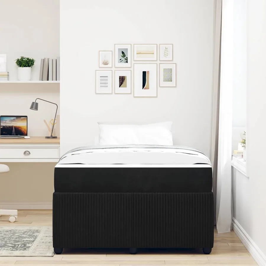 Cadre de lit avec matelas Noir 120 x 190 cm tissu - 3