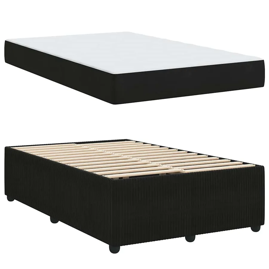 Cadre de lit avec matelas Noir 120 x 190 cm tissu - 4