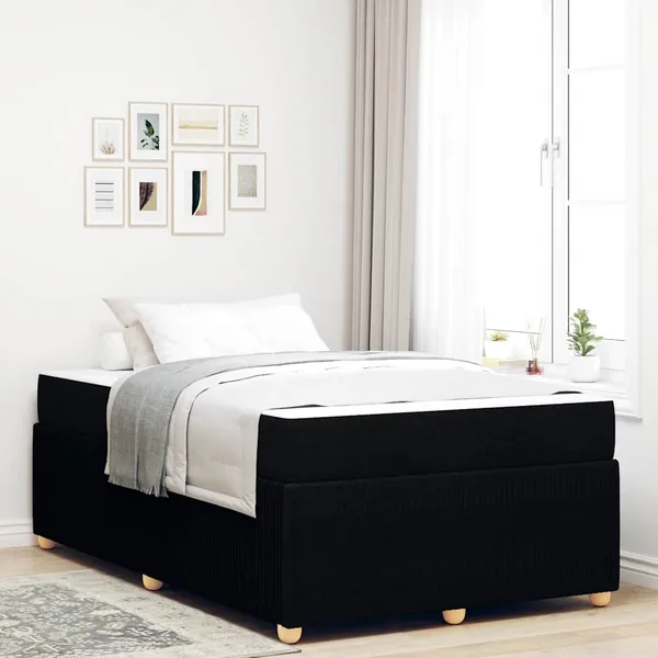 Cadre de lit avec matelas Noir 120 x 190 cm tissu
