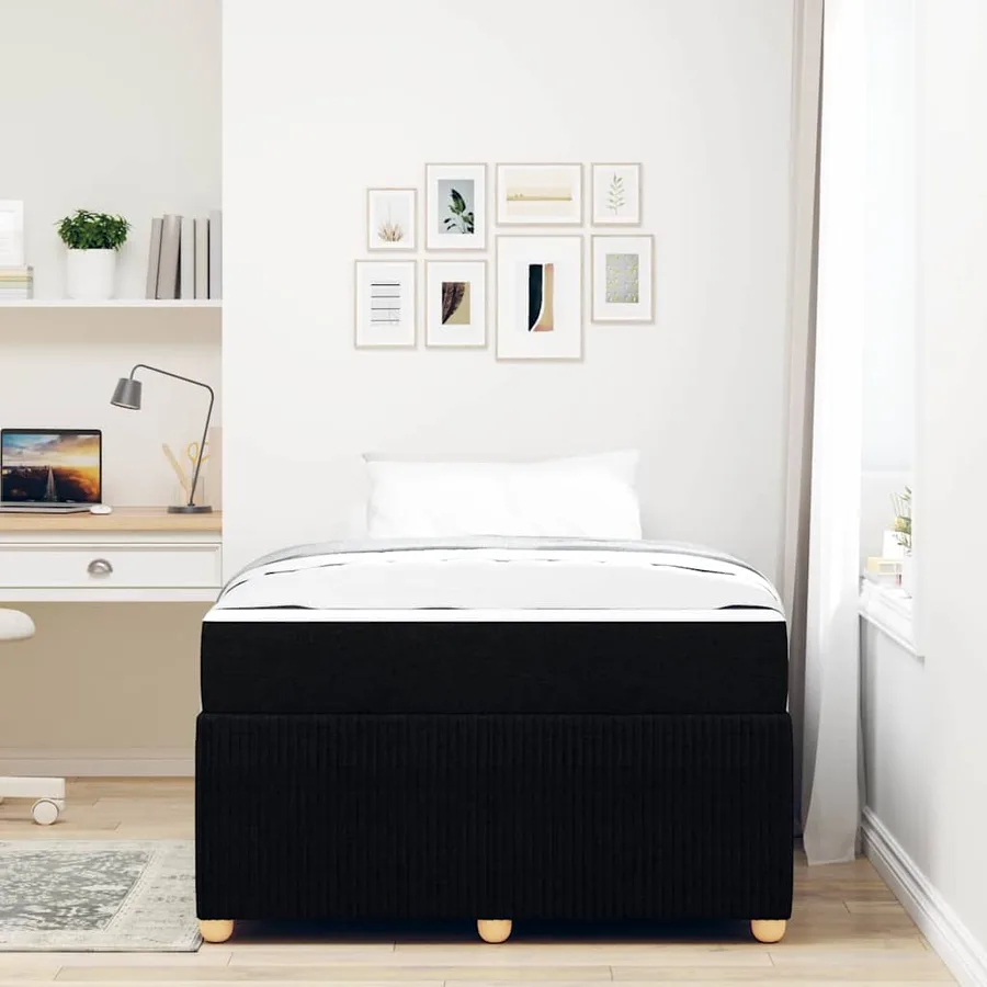 Cadre de lit avec matelas Noir 120 x 190 cm tissu - 3