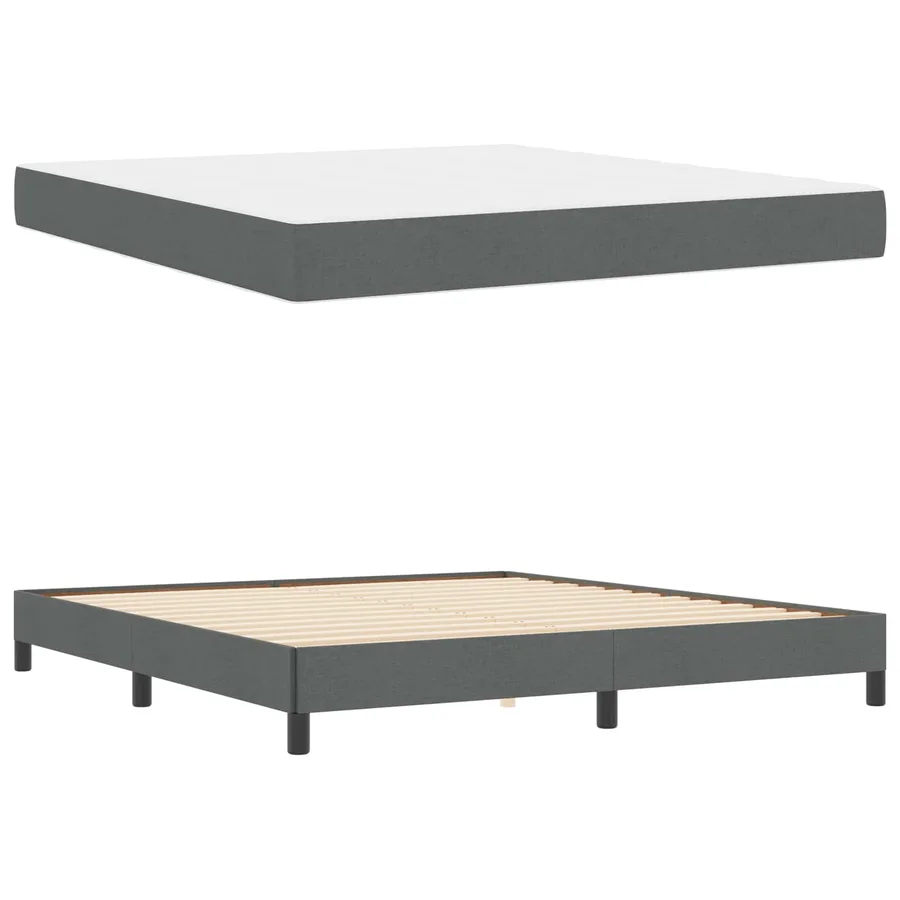 Lit à ressorts avec matelas Gris foncé 180 x 200 cm tissu - 5