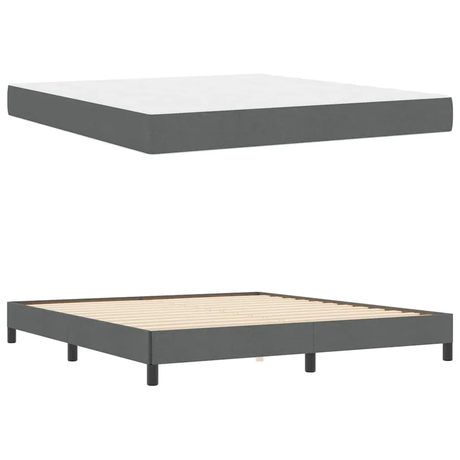 Lit à ressorts avec matelas Gris foncé 180 x 200 cm tissu - 6