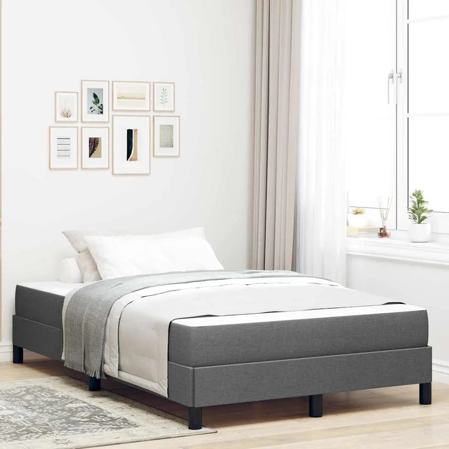 Lit à ressorts avec matelas Gris foncé 120 x 190 cm tissu