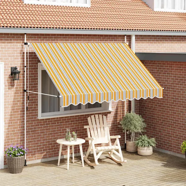 Manual retractable awning 300 cm yellow and blue stripes