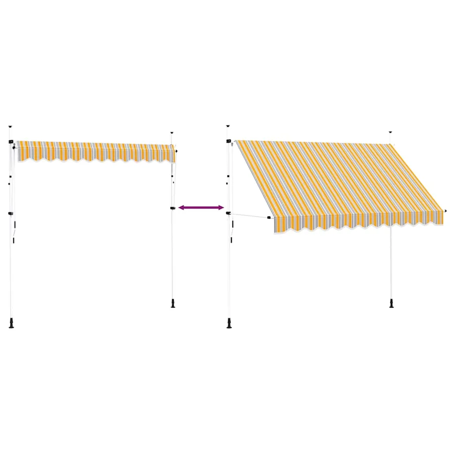 Manual retractable awning 300 cm yellow and blue stripes - 6