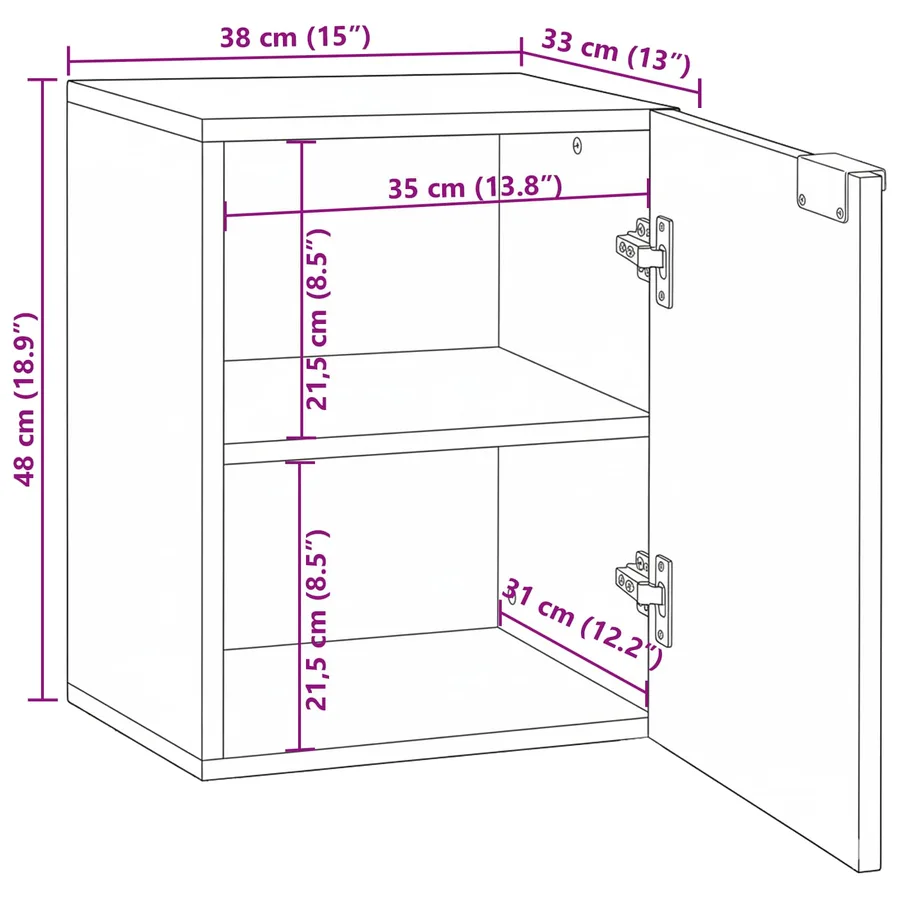 Meuble de Lavabo de Salle de Bain Noyer 38 x 33,5 x 48 cm - 12