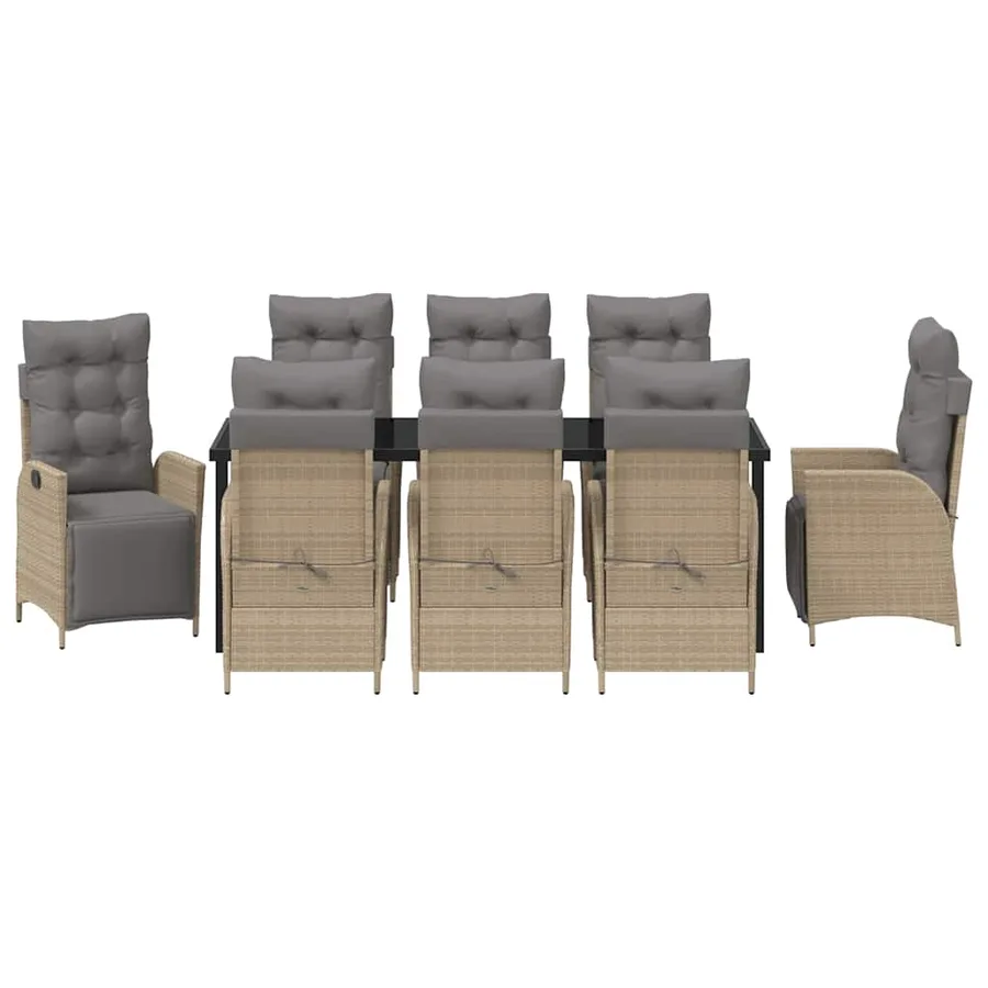 Ensemble de salle à manger pour jardin 9 pcs Beige polyrotin - 7