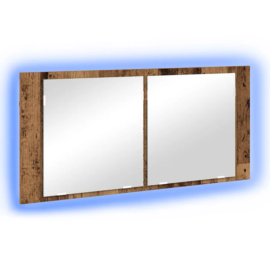 Cabinet Miroir LED avec étagère Bois ancien 100 x 12 x 45 cm - 2