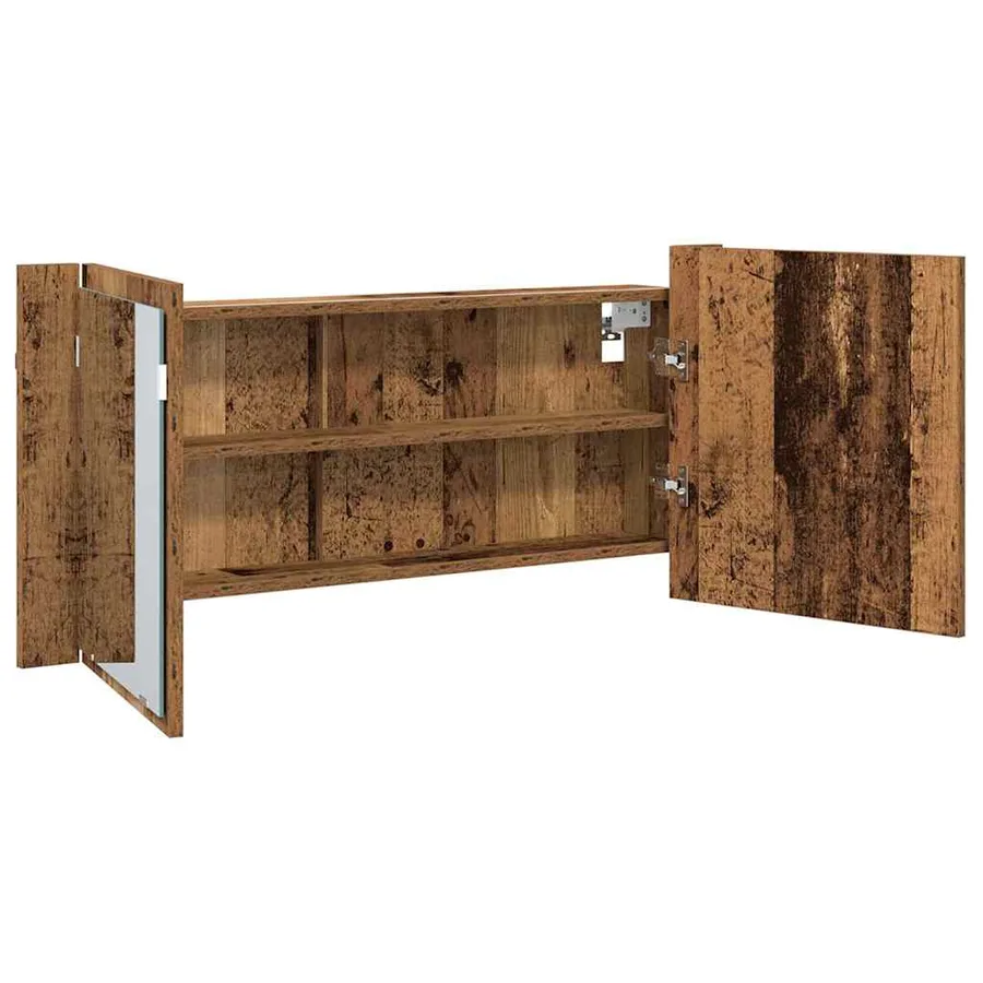 Cabinet Miroir LED avec étagère Bois ancien 100 x 12 x 45 cm - 7