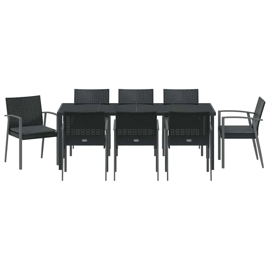 Ensemble de salle à manger pour jardin 9 pcs Noir et gris - 7