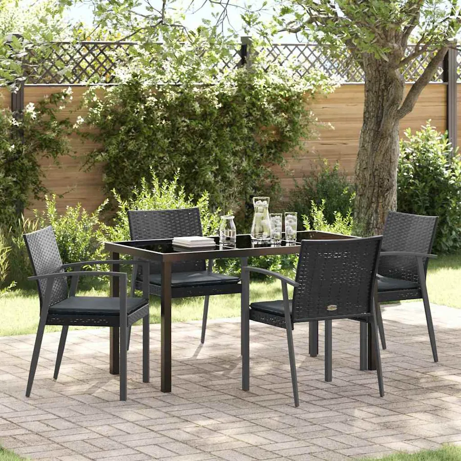 Ensemble de salle à manger pour jardin 5 pcs Noir et gris