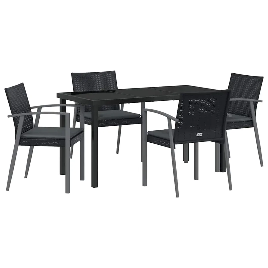 Ensemble de salle à manger pour jardin 5 pcs Noir et gris - 2