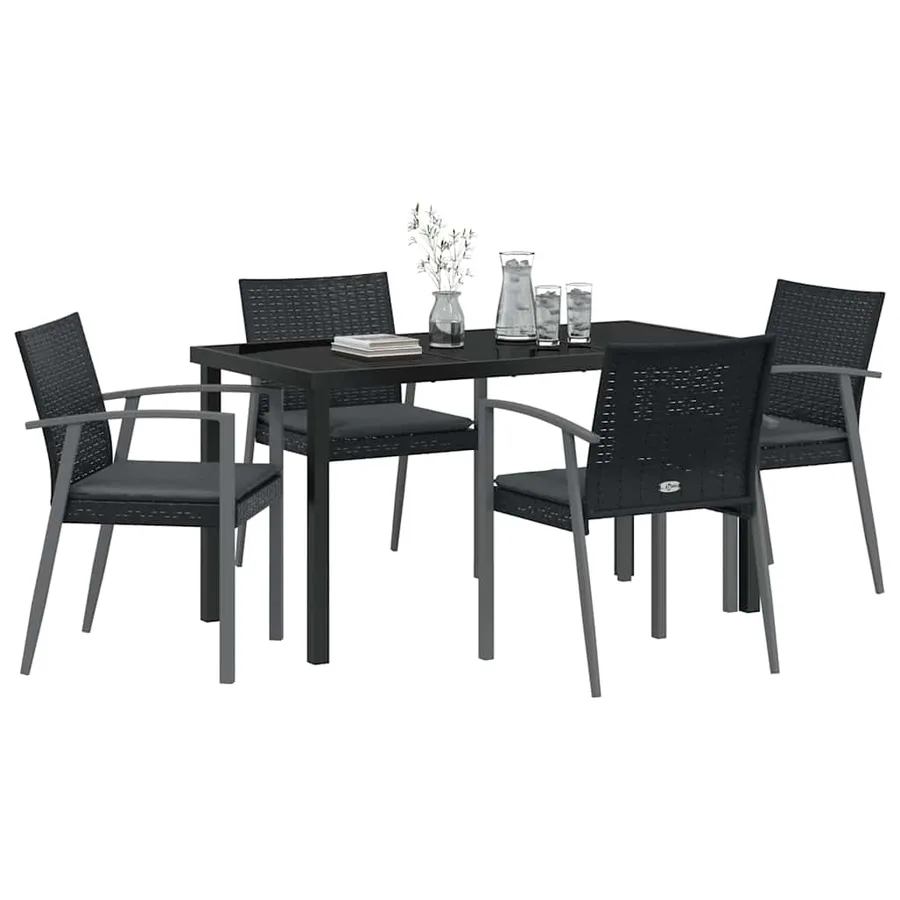 Ensemble de salle à manger pour jardin 5 pcs Noir et gris - 3