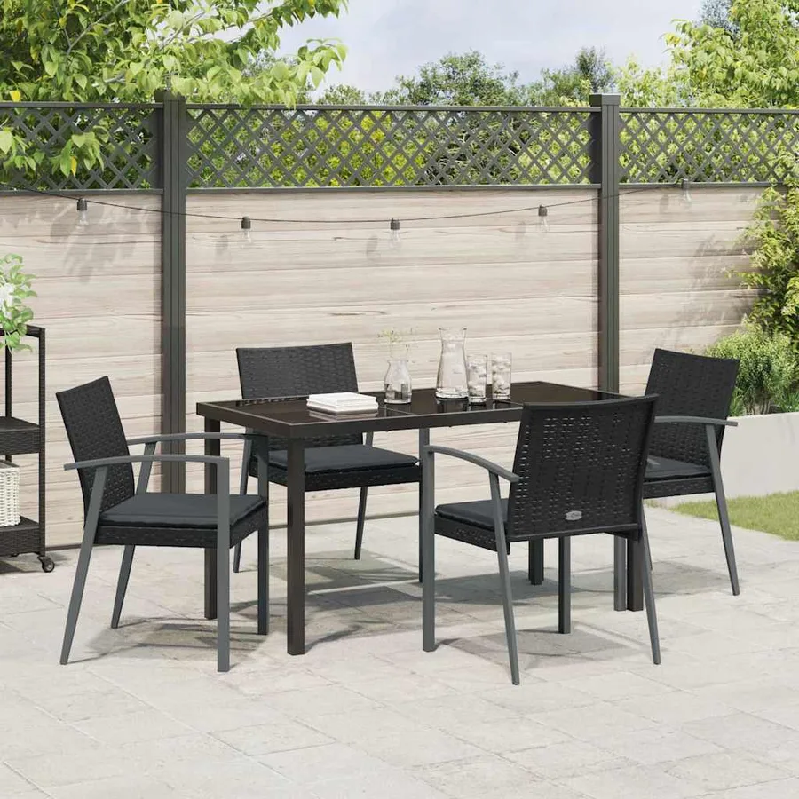 Ensemble de salle à manger pour jardin 5 pcs Noir et gris - 4