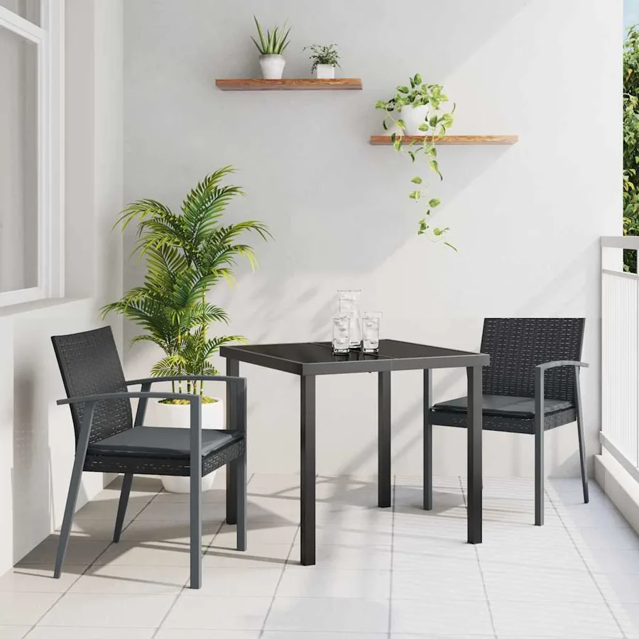 Ensemble de salle à manger pour jardin 3 pcs Noir et gris