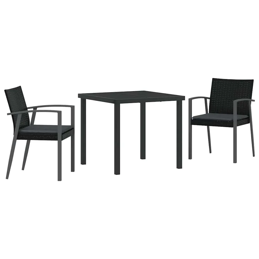 Ensemble de salle à manger pour jardin 3 pcs Noir et gris - 2