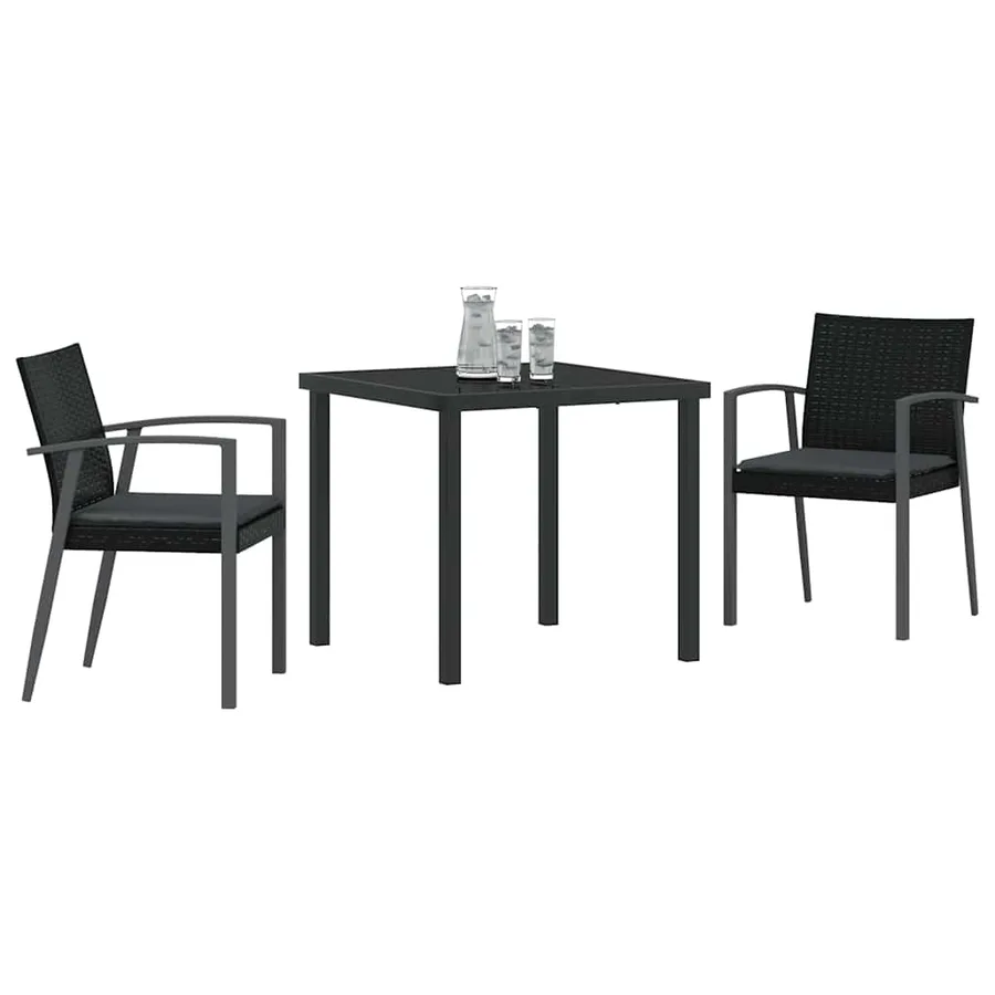 Ensemble de salle à manger pour jardin 3 pcs Noir et gris - 3