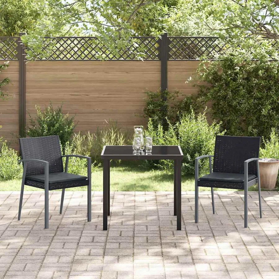 Ensemble de salle à manger pour jardin 3 pcs Noir et gris - 4