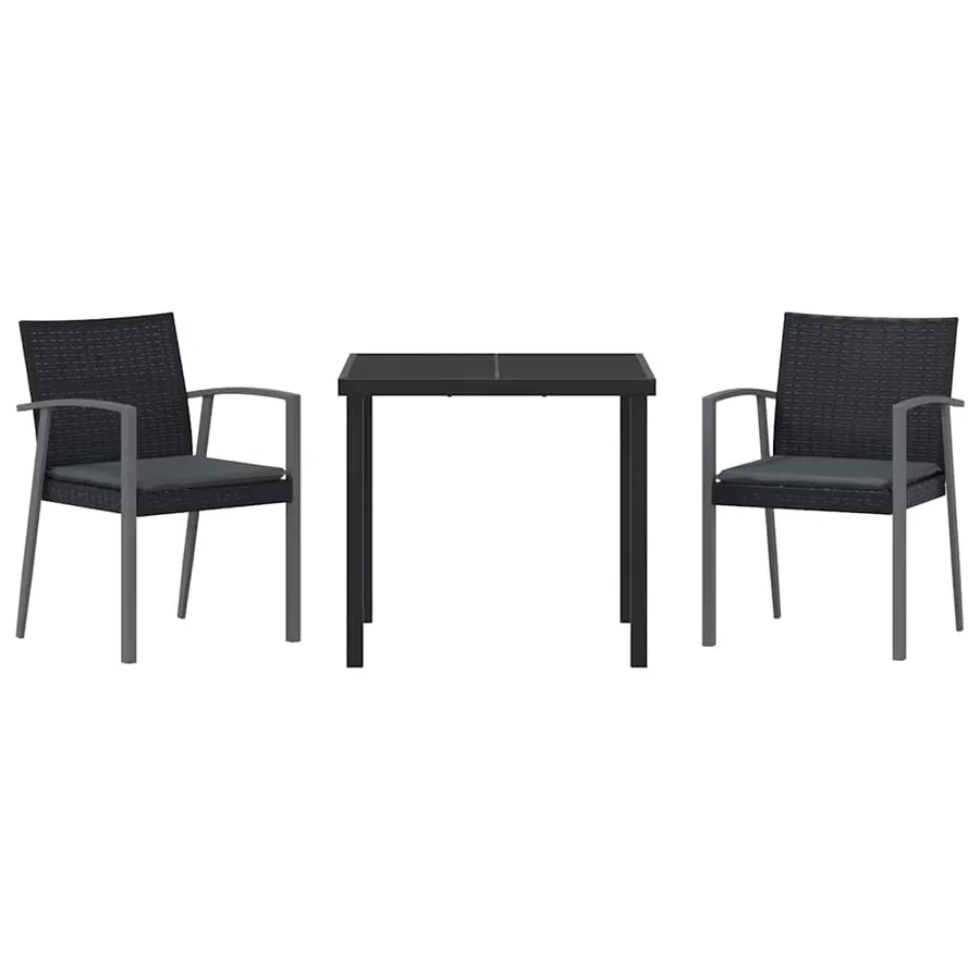 Ensemble de salle à manger pour jardin 3 pcs Noir et gris - 7