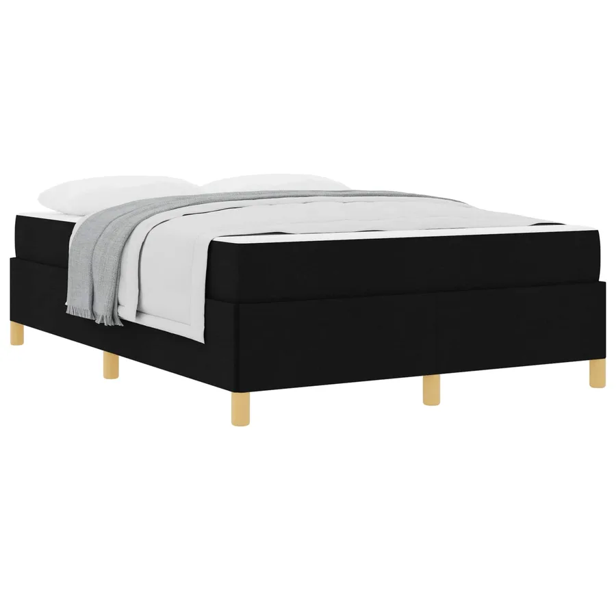 Cadre de lit avec matelas Noir 140 x 190 cm tissu - 2