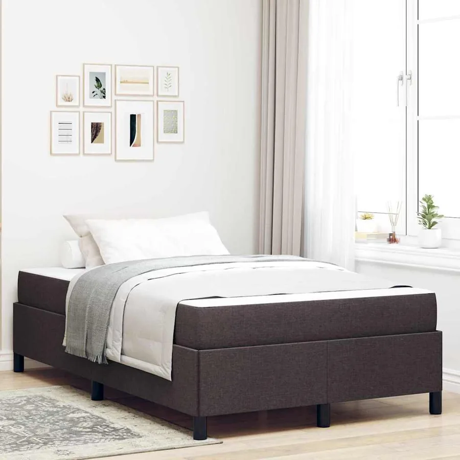 Lit à ressorts Marron foncé 120 x 190 cm tissu