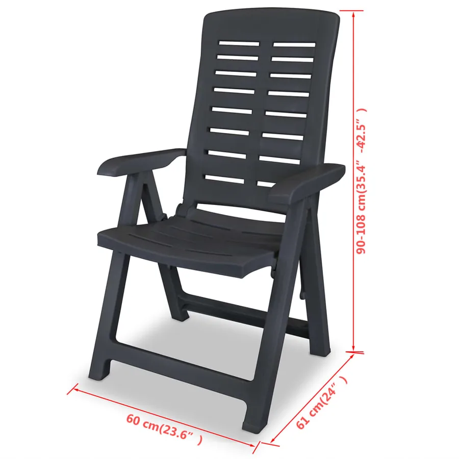 Chaises inclinables de jardin lot de 2 Plastique Anthracite - 8