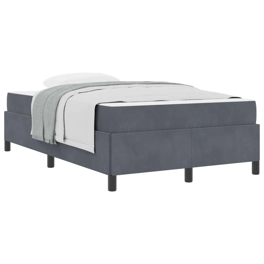 Cadre de lit avec matelas Gris foncé 120 x 190 cm tissu - 2
