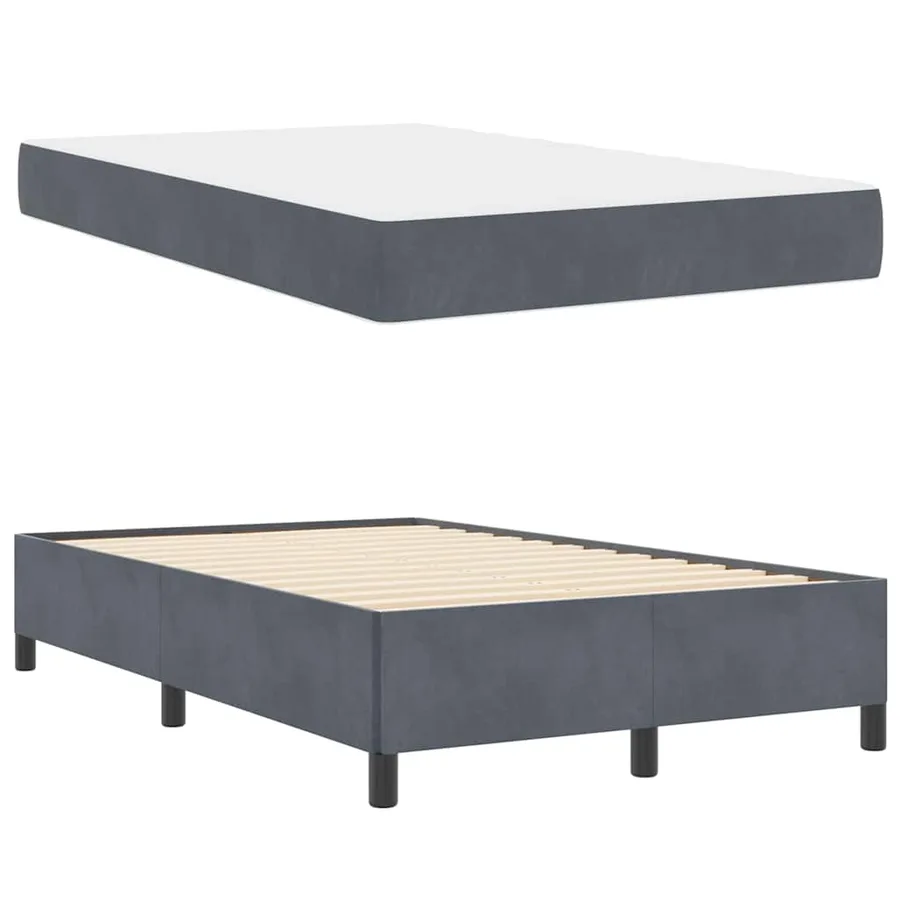 Cadre de lit avec matelas Gris foncé 120 x 190 cm tissu - 4
