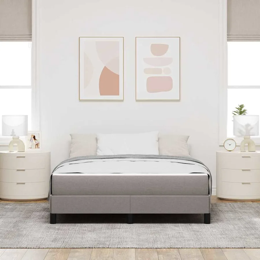 Lit à ressorts avec matelas Taupe 140 x 190 cm tissu - 3