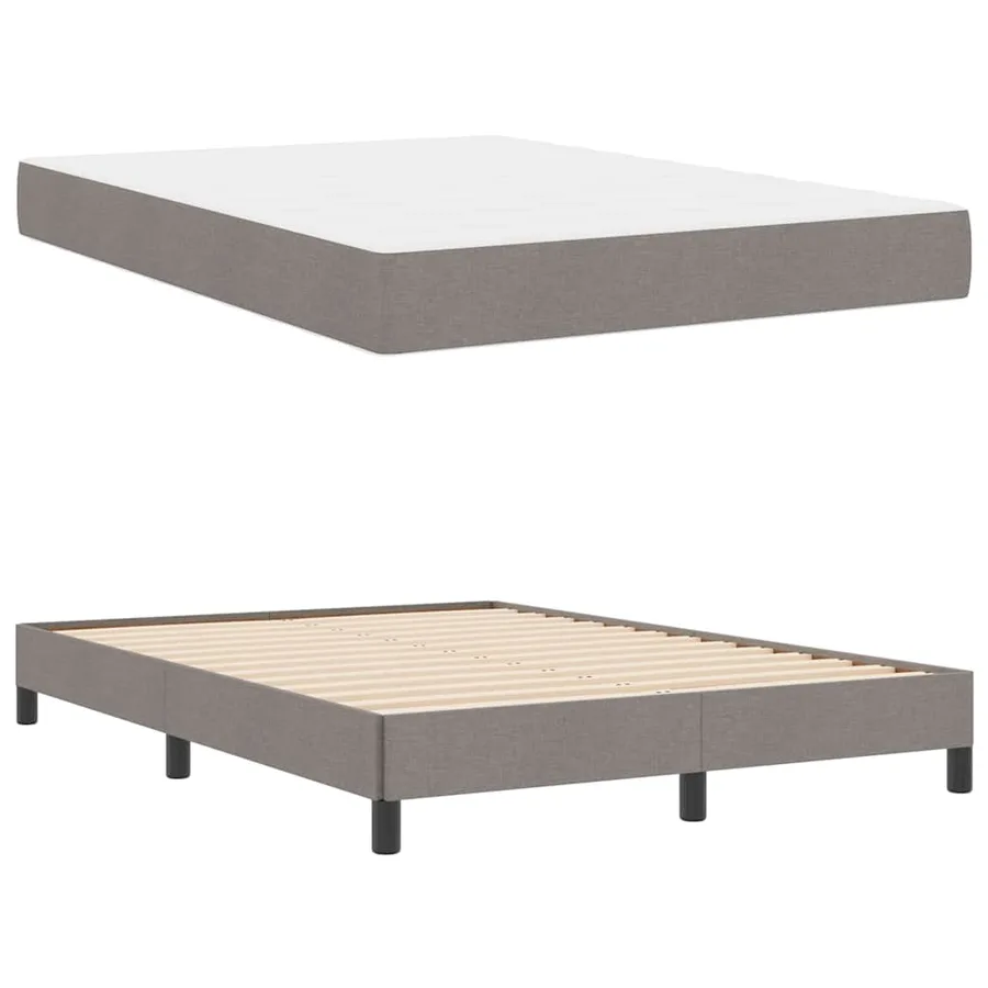 Lit à ressorts avec matelas Taupe 140 x 190 cm tissu - 6