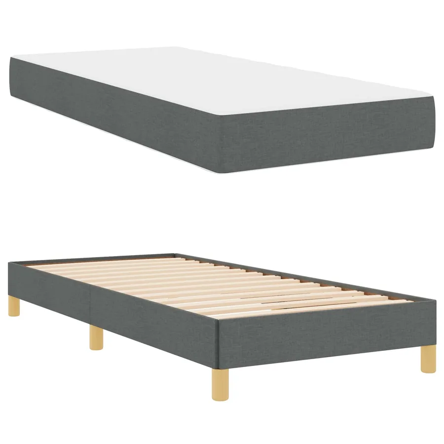 Lit à ressorts avec matelas Gris foncé 90 x 190 cm tissu - 5