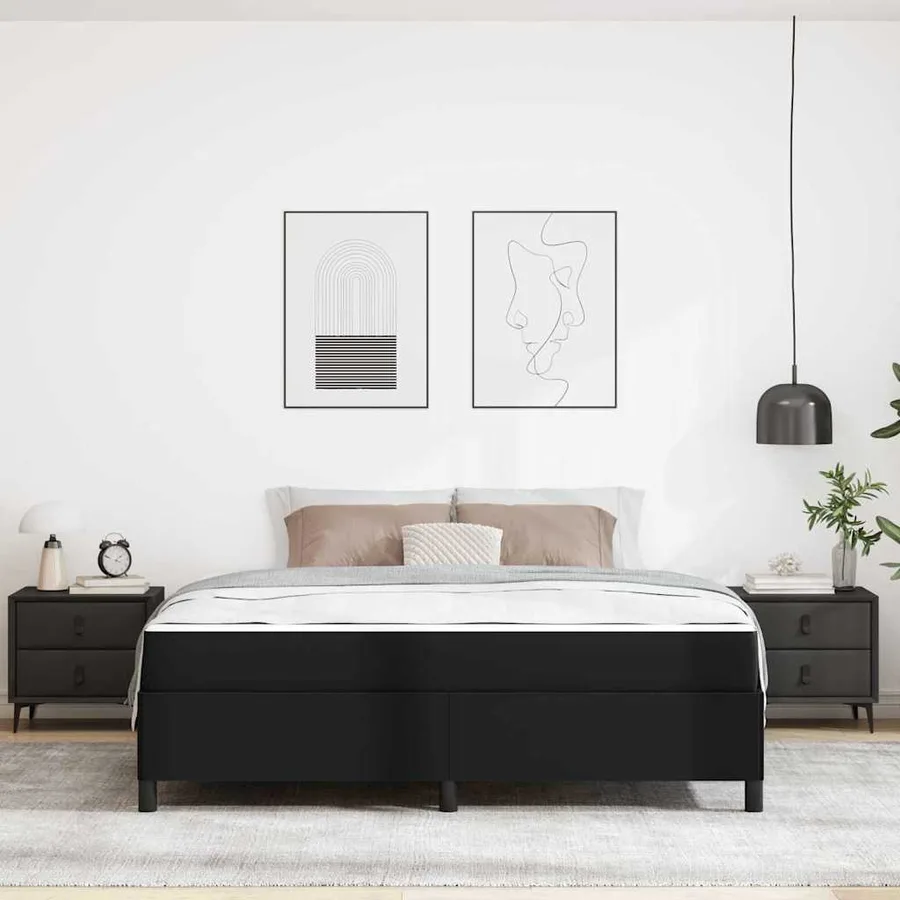 Cadre de lit avec matelas Noir 180 x 200 cm tissu - 3