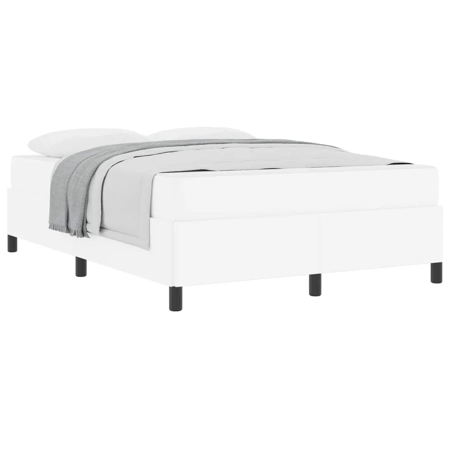Cadre de lit avec matelas Blanc 140 x 190 cm tissu - 2