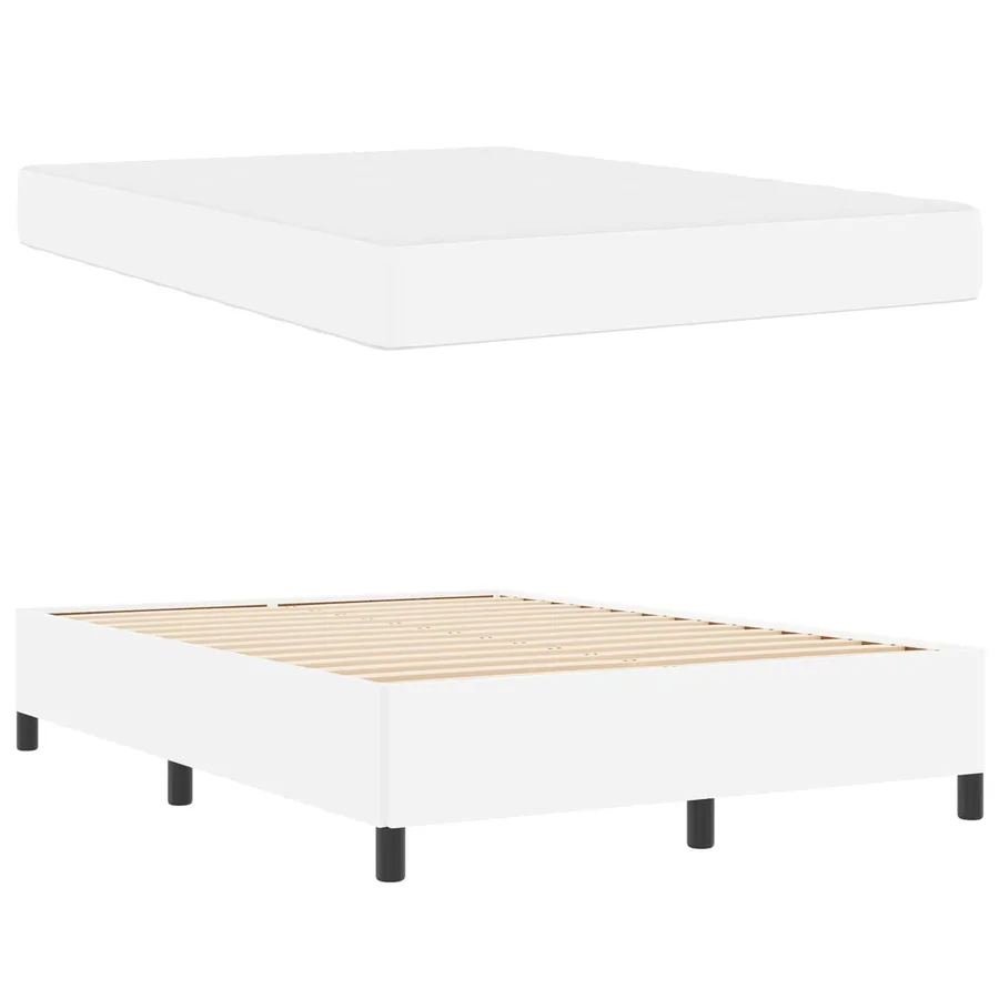 Cadre de lit avec matelas Blanc 140 x 190 cm tissu - 5