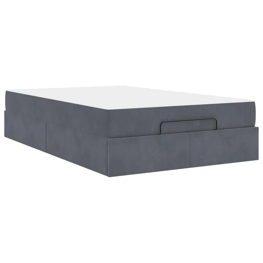 Cadre de lit avec matelas 2 pcs Gris Foncé Velours - 2