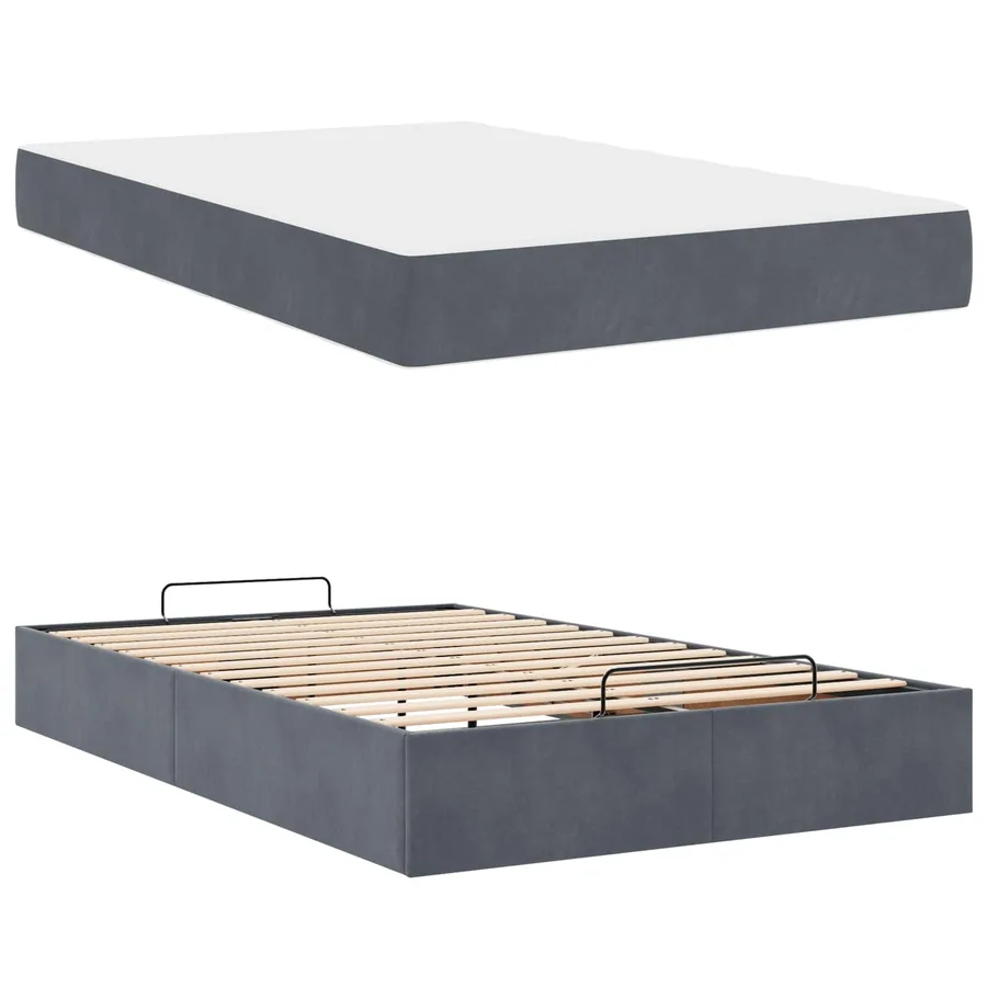 Cadre de lit avec matelas 2 pcs Gris Foncé Velours - 5