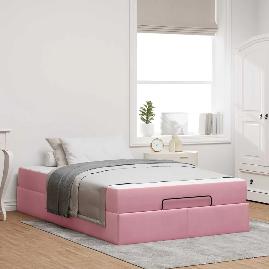 Cadre de lit avec matelas 2 pcs Rose Velours
