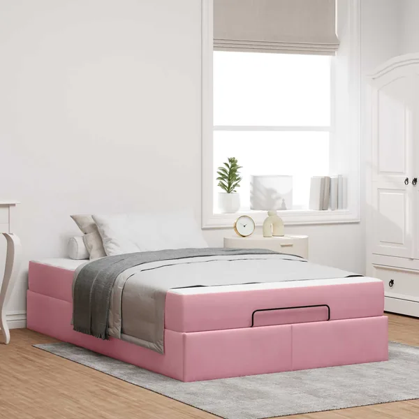 Cadre de lit avec matelas 2 pcs Rose Velours
