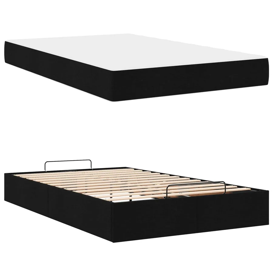 Cadre de lit avec matelas 2 pcs Noir tissu - 5
