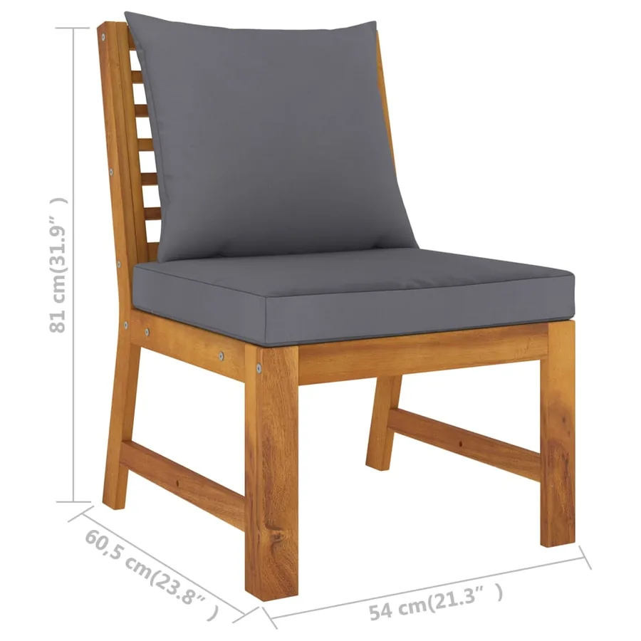 Salon de jardin 4 pcs avec coussin Bois d'acacia solide - 12