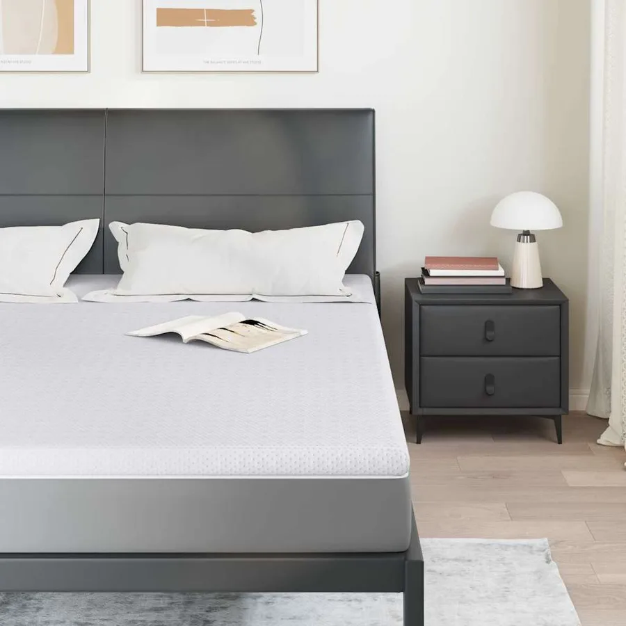 Surmatelas Blanc 200 x 200 cm Tissu Jacquard - 3