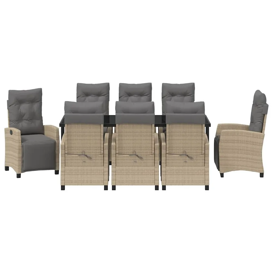 Ensemble de salle à manger pour jardin 9 pcs Beige polyrotin - 7